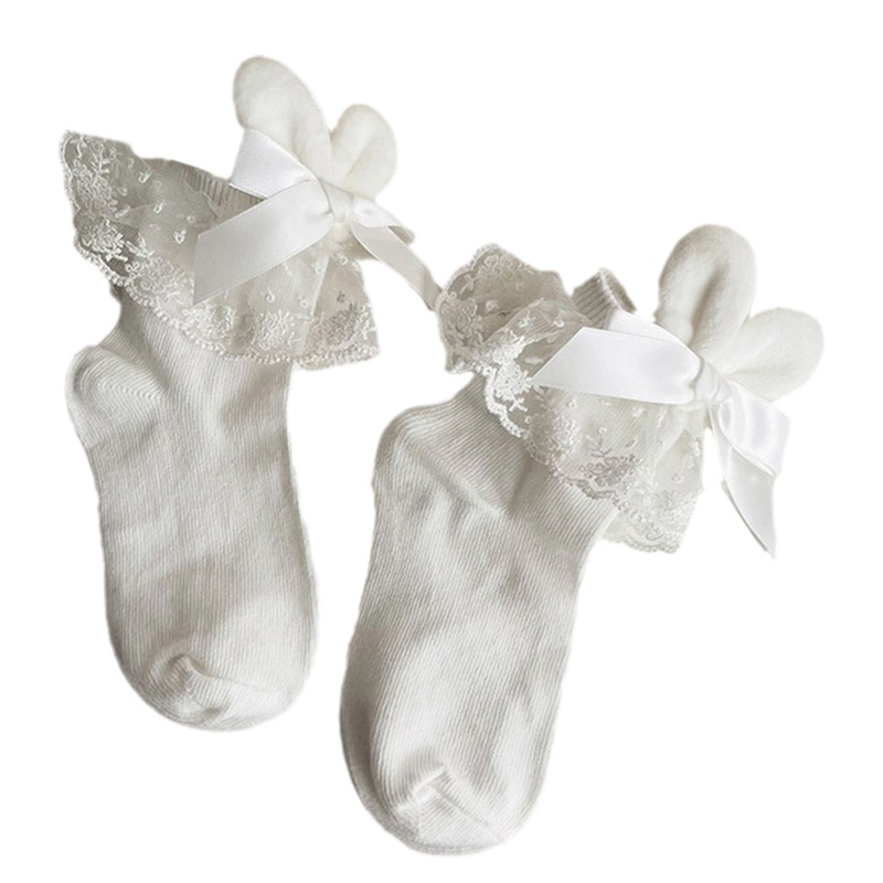 Đôi Tất Chân Cotton Trang Trí Ren Hoa Dễ Thương Cho Bé Gái