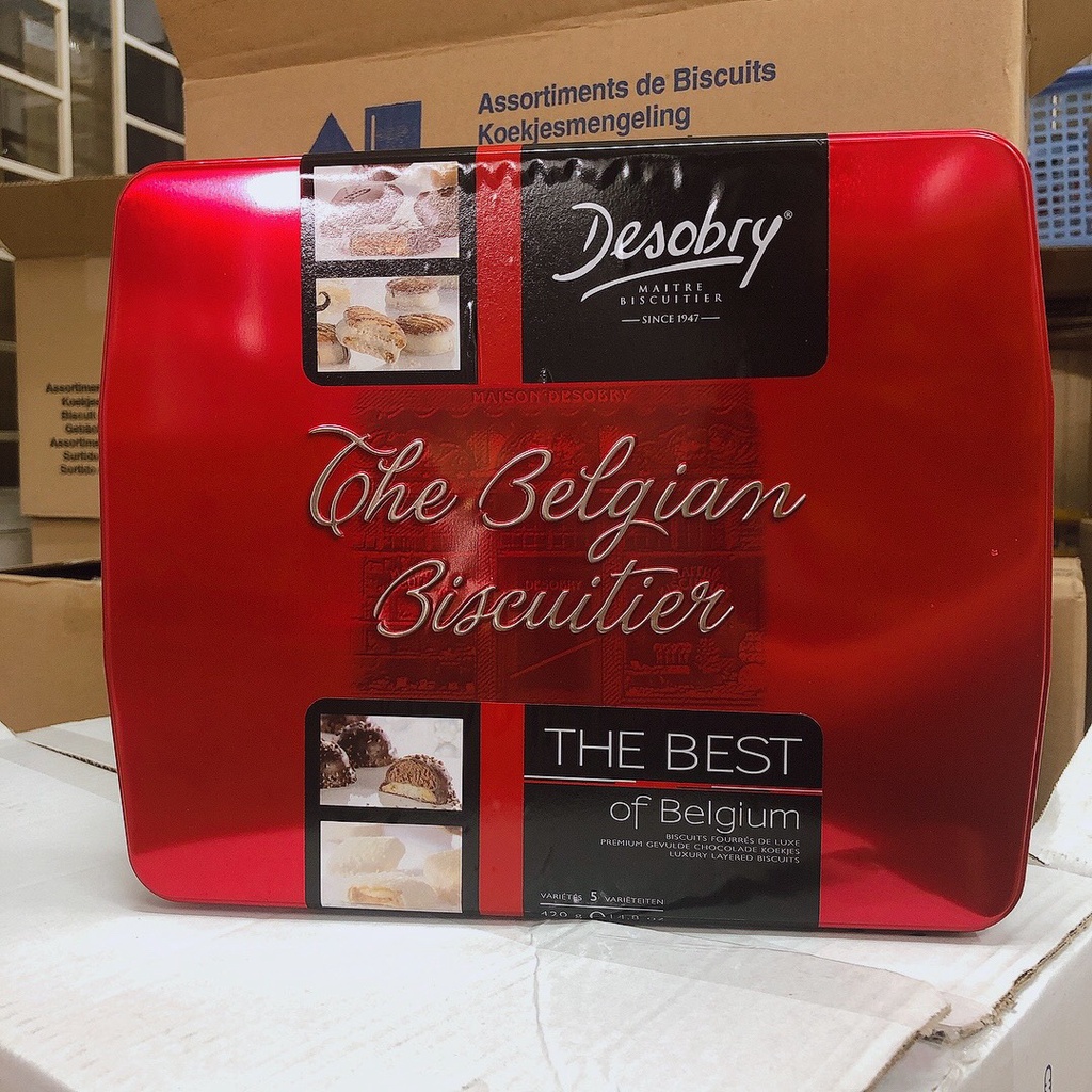 Bánh Desobry của Bỉ 420g - Dạng hộp sắt đỏ, vàng HSD: T8.2023
