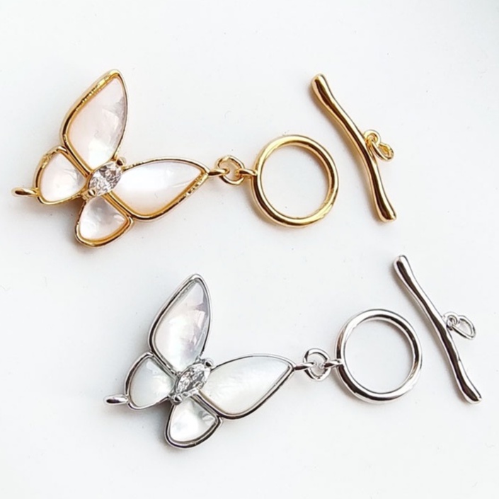 Phụ kiện trang sức (DIY) - Chốt khóa móc chéo kiểu OT Butterfly gắn vỏ ốc xà cừ làm vòng cổ vòng tay