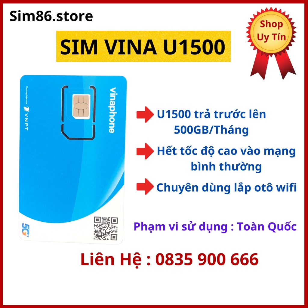 sim mạng không giới hạn lưu lượng vina u1500 sử dụng trên toàn quốc