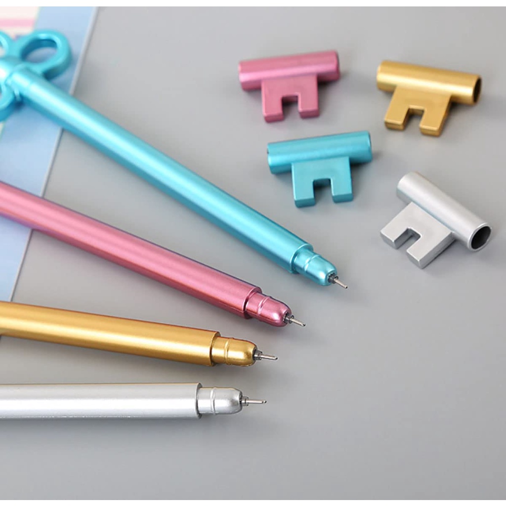 Set 6 Bút Bi Mực Đen Ngòi 0.38mm Hình Chìa Khóa Sáng Tạo Vui Nhộn Cho Học Sinh / Làm Quà Tặng Cho Bé