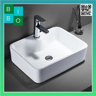 Chậu lavabo vuông trắng