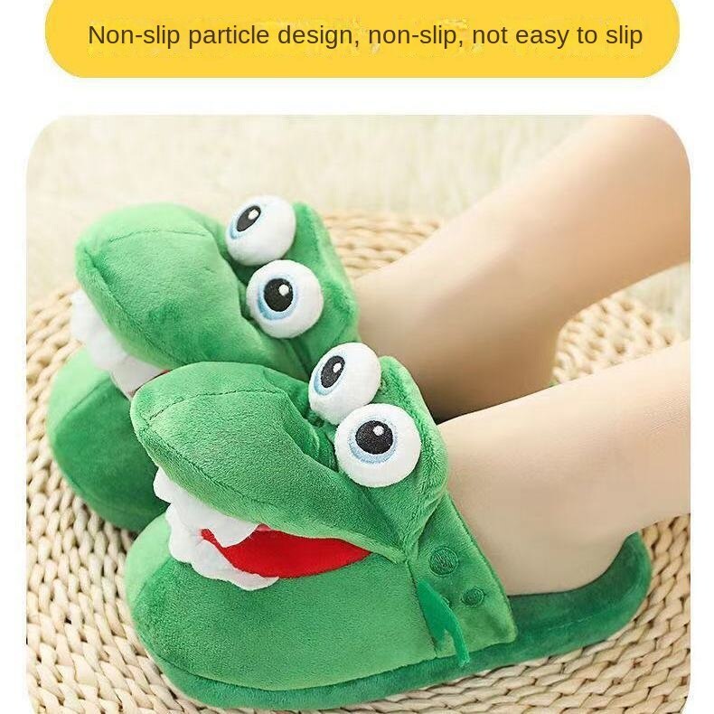 Đôi dép ấm, đôi dép bông có thể nhảy múa với miệng mở, hài hước hoạt hình con khủng long cá sấu, đôi dép đôi dép đôi