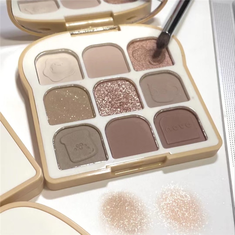 Bảng Phấn Mắt NOVO® 9 Màu Lì Và Ánh Nhũ Kết Hợp Trang Điểm Kháng Nước Và Lâu Trôi 10g
