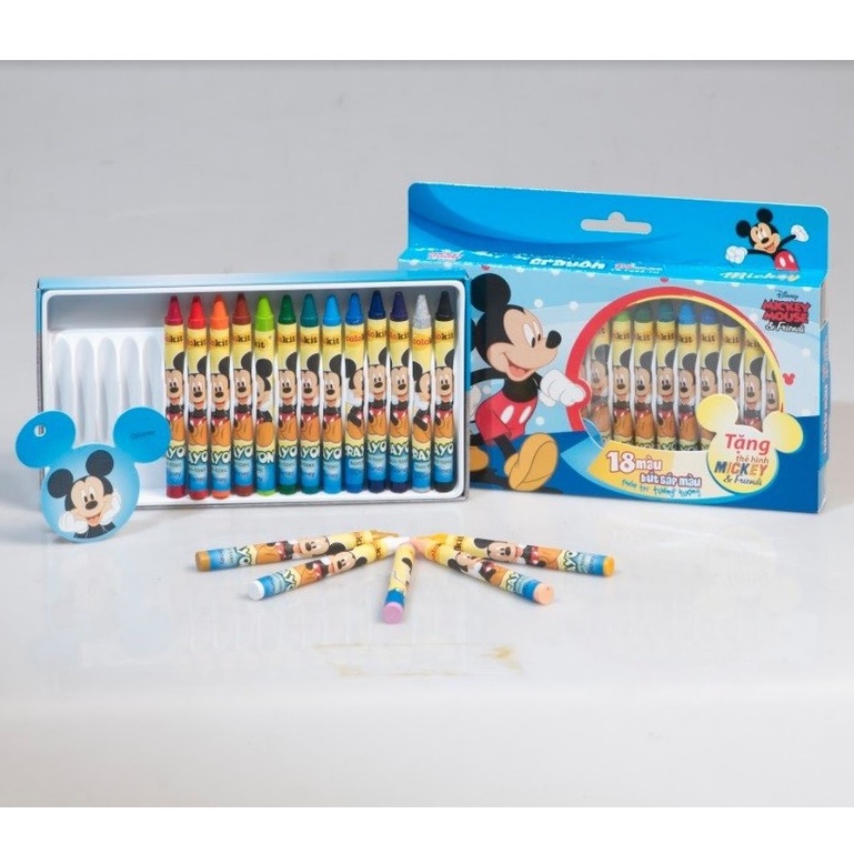 ( 1 Lốc 6 Hộp ) Sáp Màu Mickey 18 Màu CRC028/MI Thiên Long Camshop