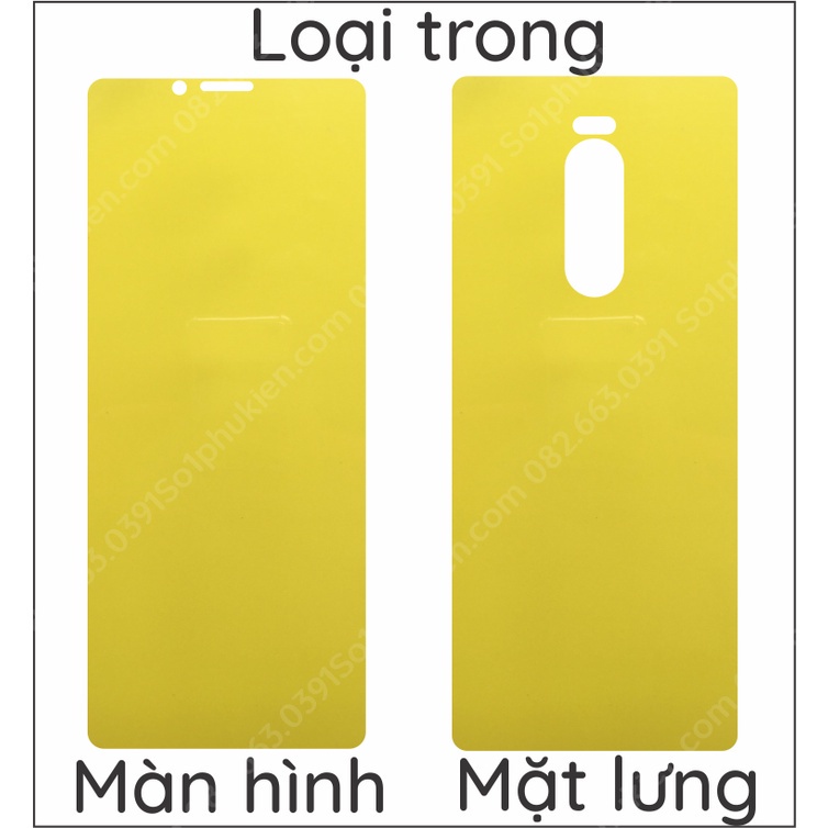 Dán PPF Sony Xperia 1 loại trong, nhám, da cá sấu dành cho màn hình, mặt lưng, mặt lưng bo viền