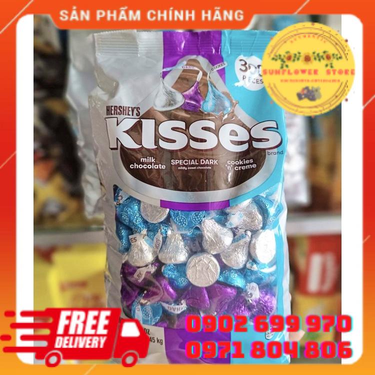 Hàng mỹsocola kisses hersshey s kissses assorted chocolate 300 vên 1.45kg - ảnh sản phẩm 2