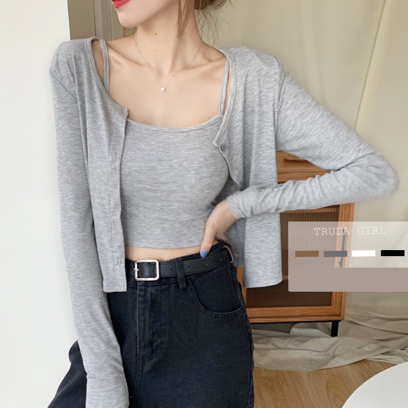 Áo khoác len tay dài nữ dịu dàng nữ tính có tặng kèm áo hai dây đẹp như hình cho khách