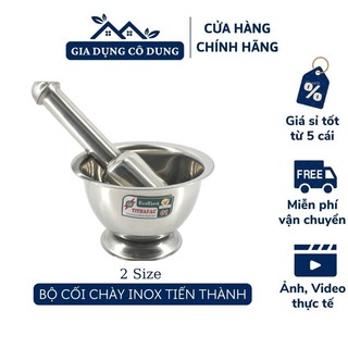 Bộ cối chày inox dày dặn cao cấp tiến thành 2 cỡ nhỏ lớn