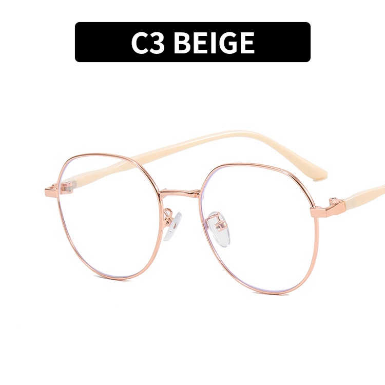 Mắt Kính Gọng Tròn Lớn Siêu Nhẹ Chống Ánh Sáng Xanh Thời Trang Cho Nữ