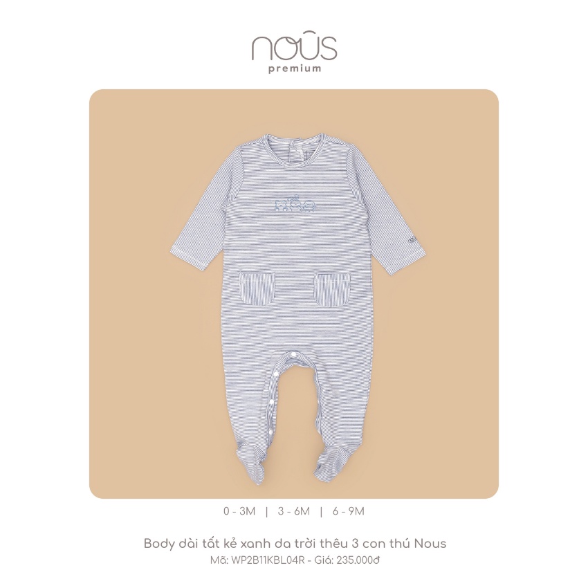 Bodysuit dài tay set 2 bộ, bộ body áo quần dài- Nous Premium dòng dản phẩm cao cấp- size bé 3 tháng đến 18 tháng
