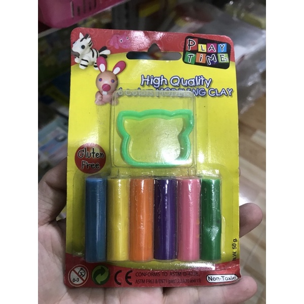 Vỉ đất nặn 6 màu kèm 1 khuôn Playtime Thái Lan