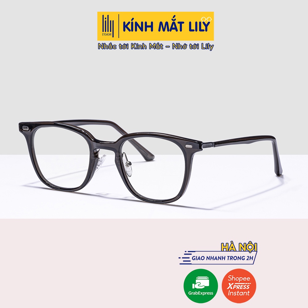 Kính gọng vuông nam nữ LILYEYEWEAR chất liệu nhựa dày dặn mắt giả cận thiết kế thời trang 21151