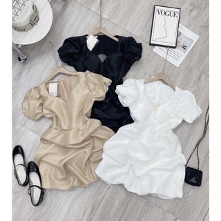 đầm cổ v tay phồng bigsize