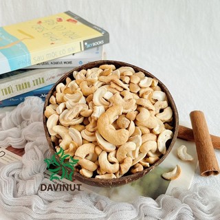 Hạt điều tươi vỡ đôi nấu sữa không vỏ lụa Davinut siêu tiện, có loại rang sẵn giòn thơm