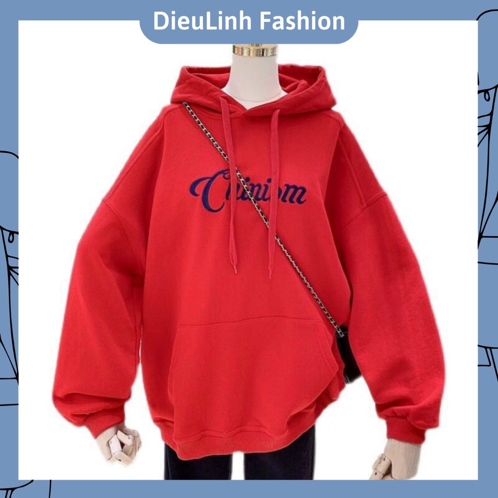 Áo Nỉ Nữ Form Rộng, Áo Sweatshirts & Hoodies Nữ.Chất Nỉ Bông Cao Cấp, Phong Cách Thời Trang DieuLinh_Fashion. Màu Đỏ
