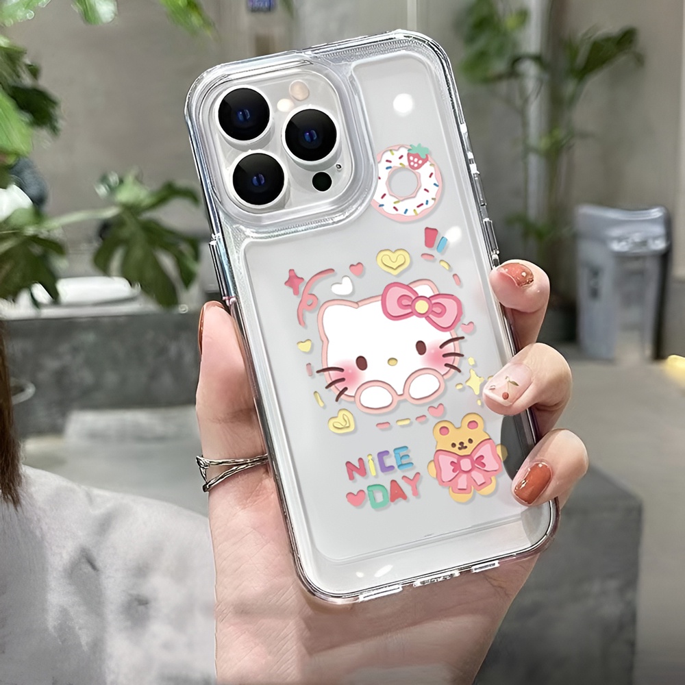 Ốp Điện Thoại Trong Suốt Hình Bánh Donut Hello Kitty Cho iphone 14ProMax 14Plus 13 11 12 7Plus X XR XS Max