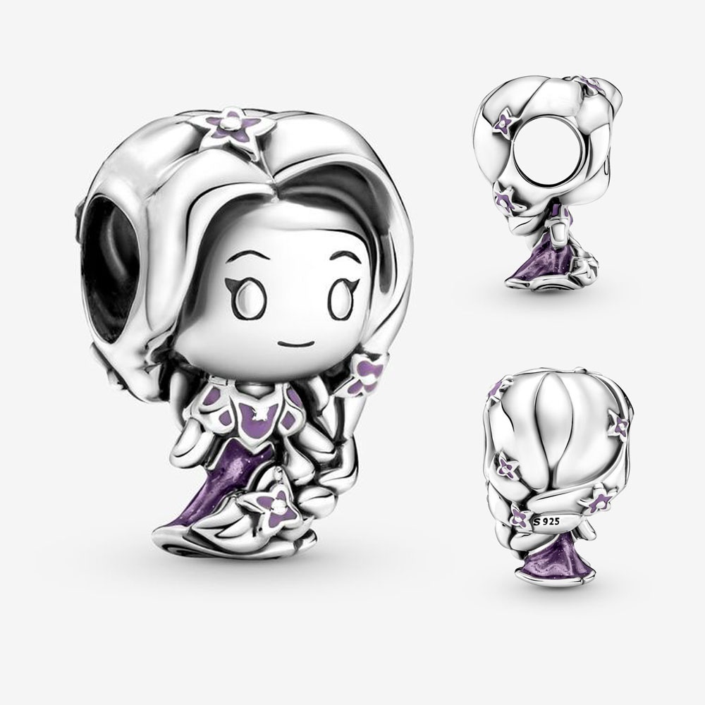 PANDORA Mặt Dây Chuyền Mạ Bạc Hình Công Chúa Disney Lấp Lánh