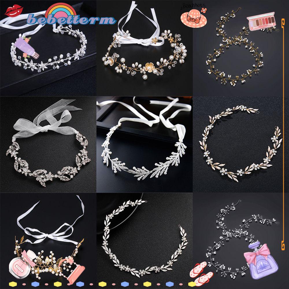 Bebetterm 1Pc Fashion Bride Crystal Diamante   Leaf Headband Rhinestone Bridal Hair Vine Wedding Hair Accessories