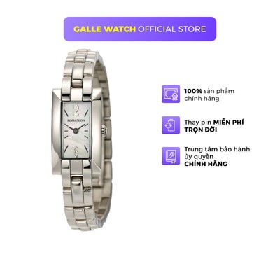 Đồng hồ Romanson Watch RM8274LWWH nữ mặt nhỏ chữ nhật kính chống xước, máy Thụy Sĩ chống nước, dây thép chính hãng