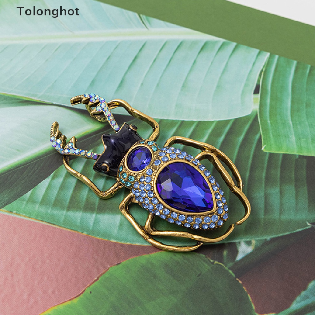 Tolonghot &gt; Ghim Cài Áo Khoác Hình Bọ Cánh Cứng Pha Lê Bốn Màu Phong Cách Punk Vintage Cá Tính Thời Trang Cho Nữ