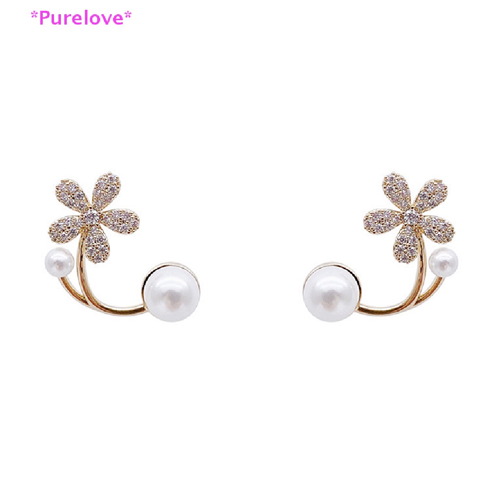 Khuyên Tai Hình Hoa Đính Ngọc Trai Nhân Tạo Phong Cách Hàn Quốc Thanh Lịch Dành Cho Nữ Mới