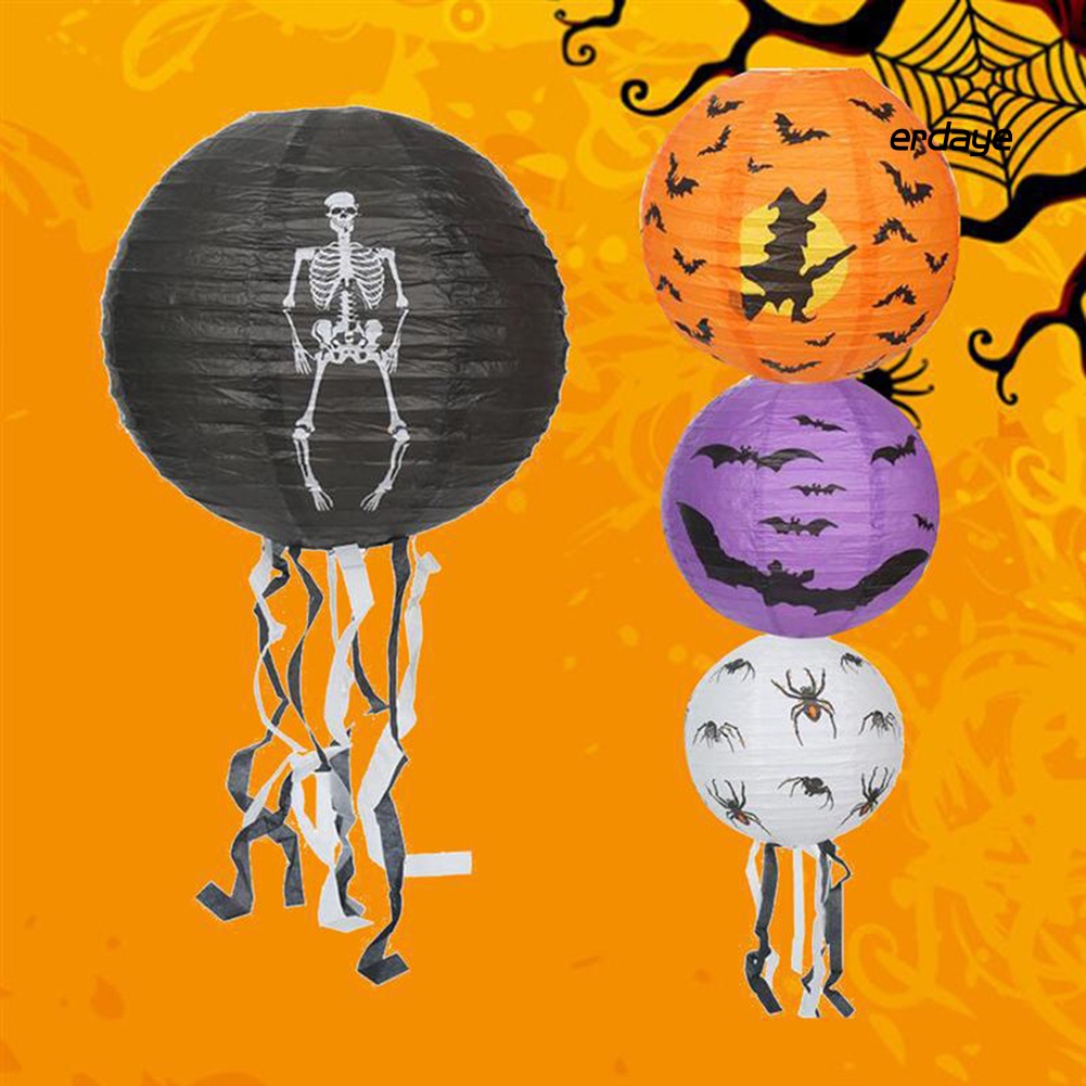 Lồng Đèn Giấy Hình Đầu Lâu Nhện / Bí Ngô Trang Trí Halloween