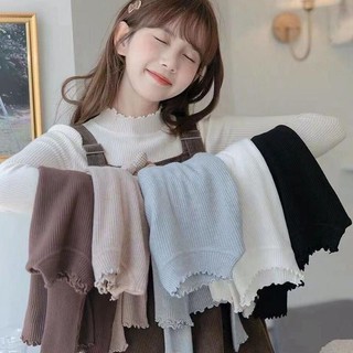   Hàng có sẵn  Áo Len Giữ Nhiệt Nữ Cổ Lọ 3 Phân Viền Bèo Cute Thu Đông 2022 AL01 