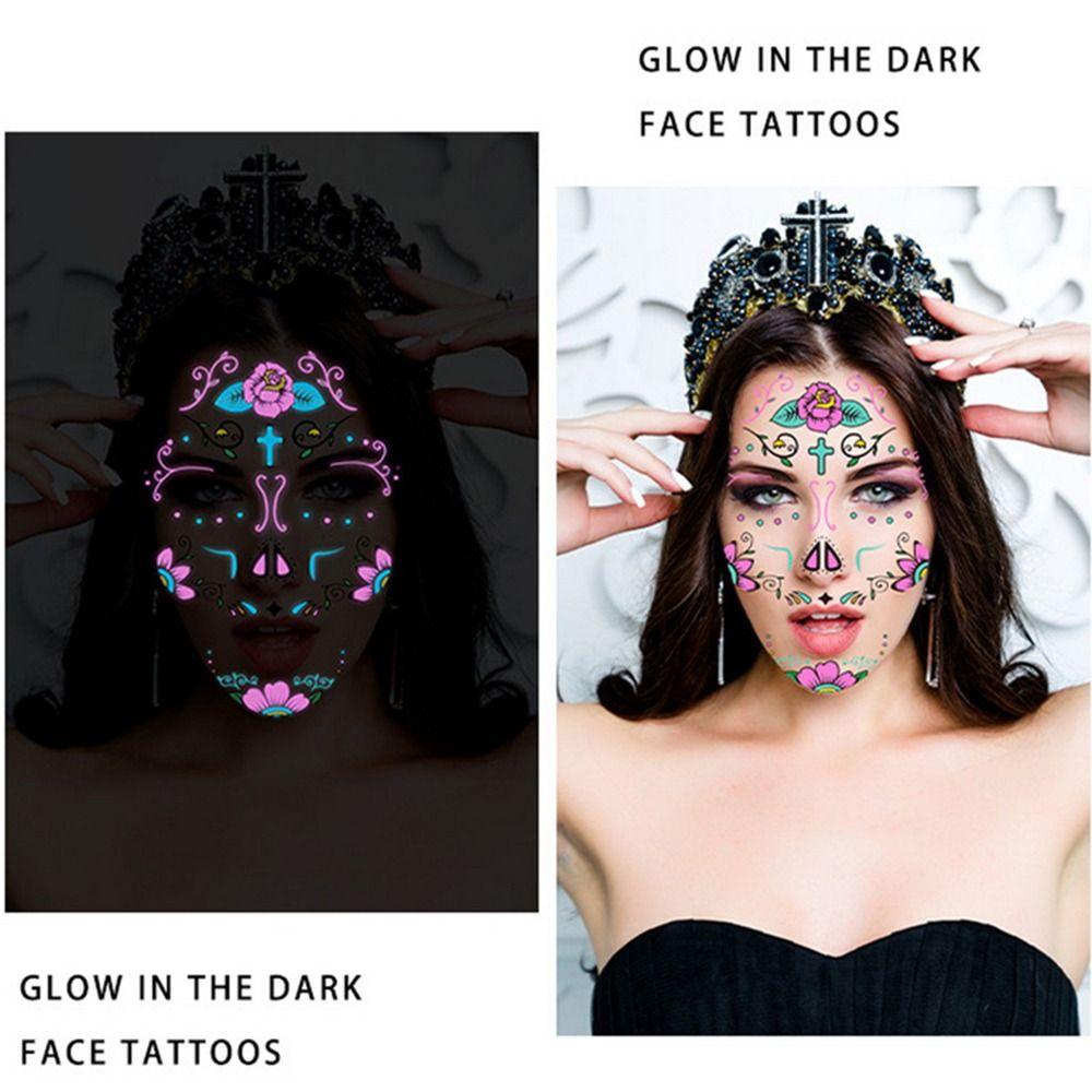 Set 4 Miếng Dán Hình Xăm Chuyển Nước Lâu Trôi Dễ Lau Chùi Trang Trí Tiệc Halloween