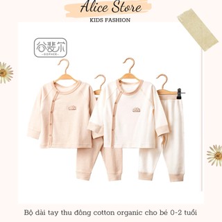 Quần áo trẻ em 💖FREESHIP💖 Bộ quần áo thu đông dài tay cotton hữu cơ tự nhiên 100% cotton organic cho bé 0-2 tuổi
