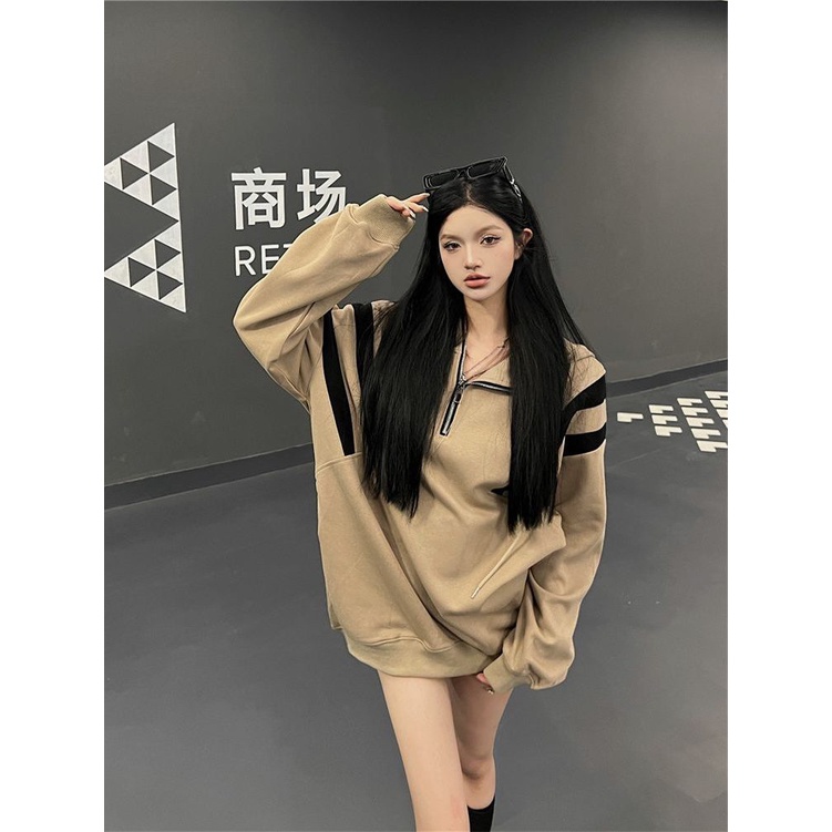 Áo Khoác Tay Dài Có Nón Khóa Kéo Nửa Thân Phong Cách Hong Kong Cổ Điển Thời Trang Cho Nữ