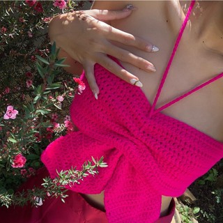Nơ Crochet Crop - Áo móc len - Ichi.sg