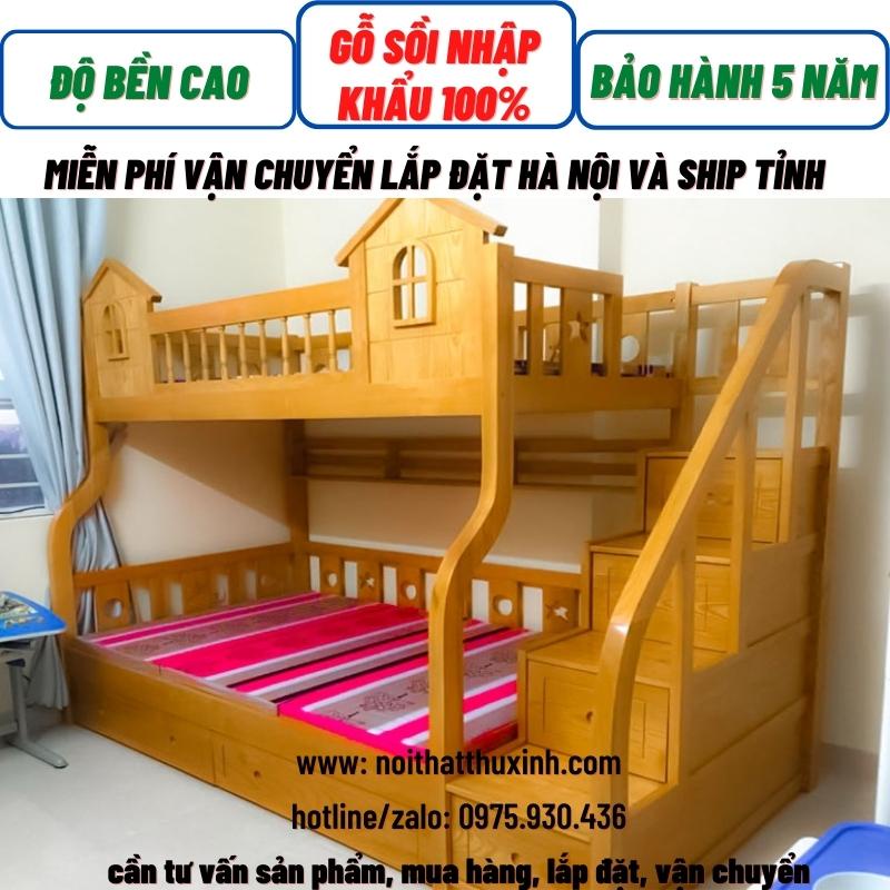 Giường tầng trẻ em, giường tầng người lớn bằng gỗ sồi nhập khẩu giá rẻ