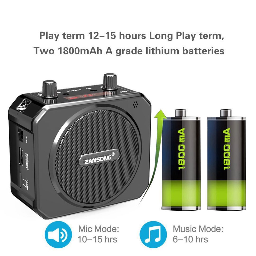 Loa Trợ Giảng Không Dây Bluetooth ZanSong M80 Kèm Micro Cài Tai Cho Âm Thanh Rõ Ràng, Sắc Nét.