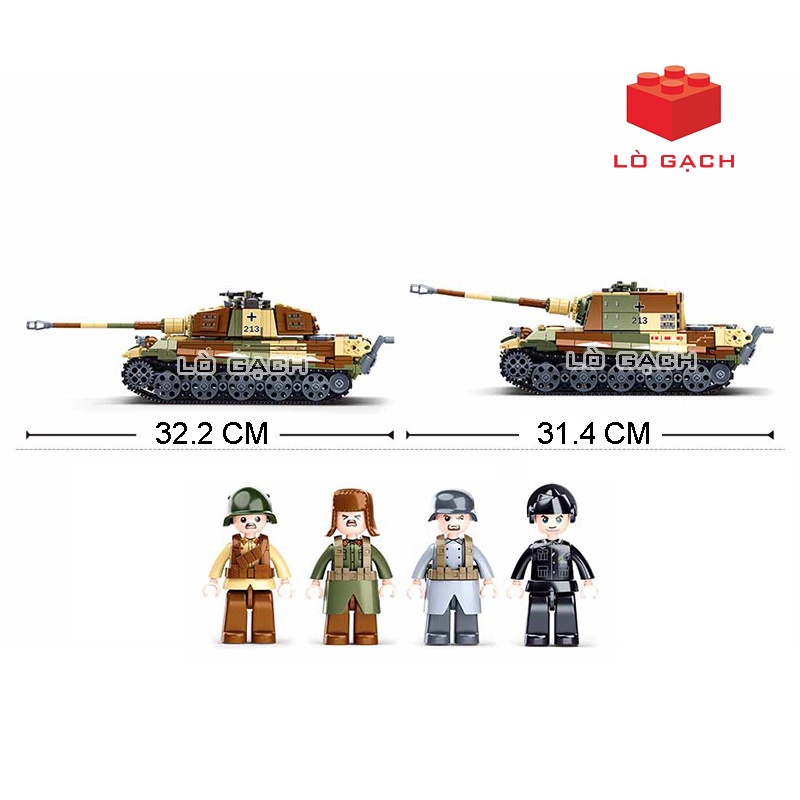 Bộ xếp hình xe tăng 2 trong 1 Xe tăng hạng nặng Tiger 2 Königstiger - Pháo tự hành chống tăng Jagdtiger 930 chi tiết