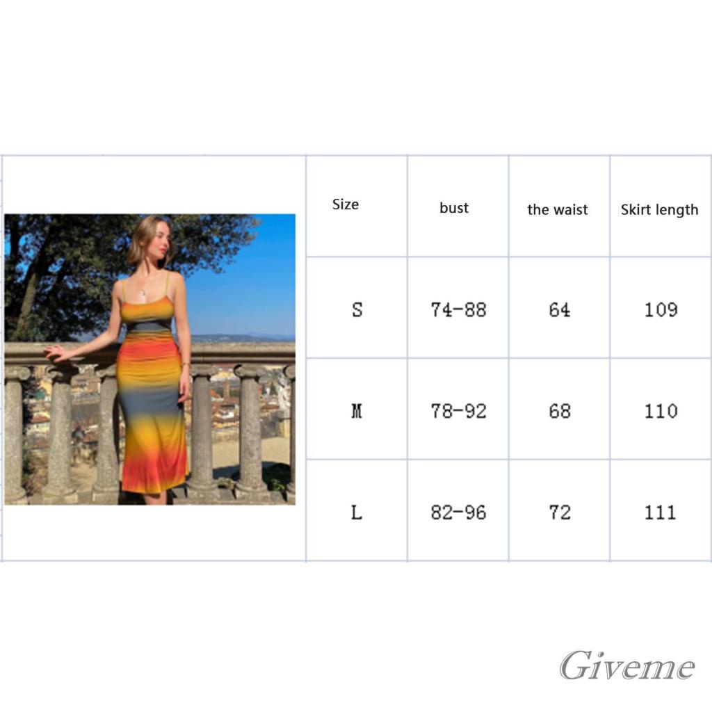 Givenme Đầm Nữ Hai Dây Màu Sắc Gradient Thời Trang