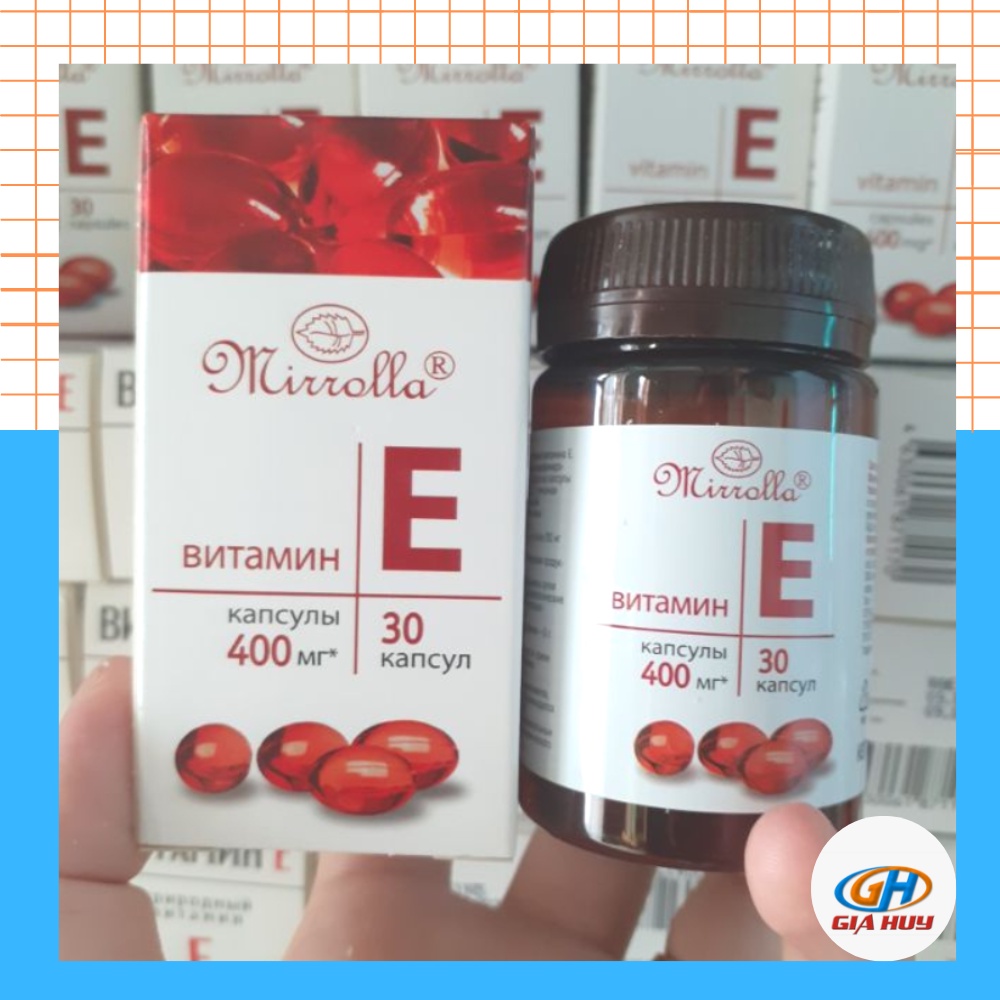 Vitamin E đỏ Nga Mirrolla 400mg dạng lọ nhựa 30 viên