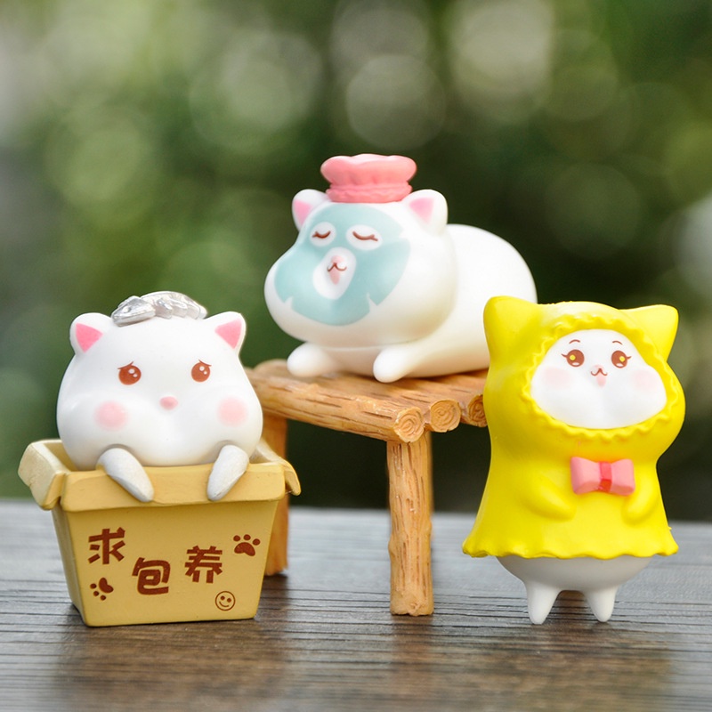 Set 7 mô hình mèo béo Rap biểu cảm dễ thương trang trí bàn học bàn làm việc nhà cửa taplo ô tô quà tặng bạn bè