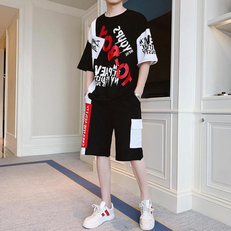 Bộ Quần Áo Thun Nam Thể Thao Mùa Hè Ngắn Tay TO – BOY Phối Quần Shorts Họa Tiết Chữ ZENKODLMEN SET NAM 9000033C3 *