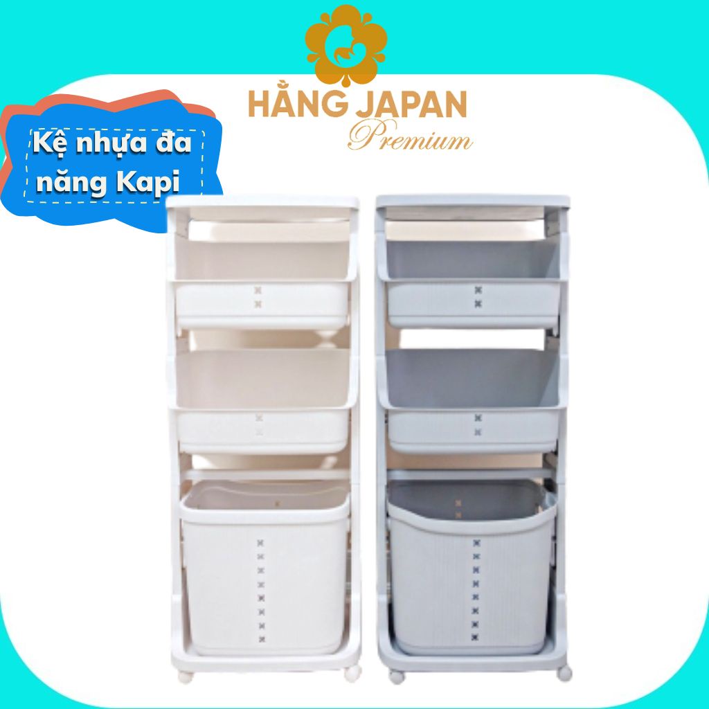 Kệ nhựa đa năng Kapi 2 tầng nhỏ kèm 1 tầng lớn đựng đồ cho bé Kích thước: 104x44x26
