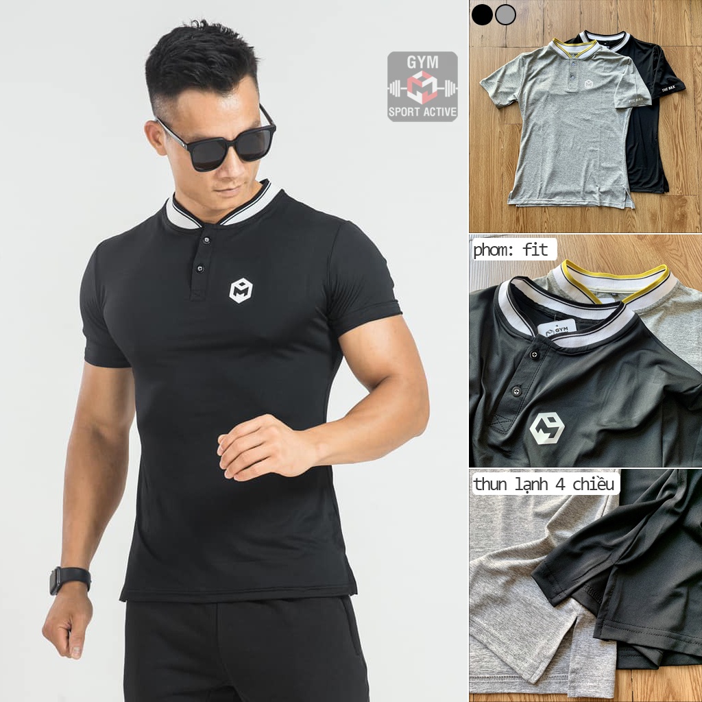 Áo thun nam cổ trụ thể thao áo thun tập gym đi chơi t shirt The Max phom ôm tôn body thoáng mát thun lạnh 4 chiều