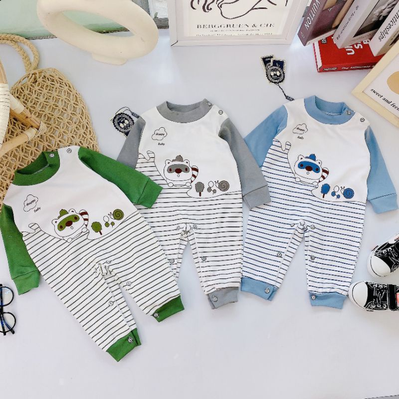 Body Dài Tay Thu Đông Vải Cotton Nỉ Cho Bé 3-9kg