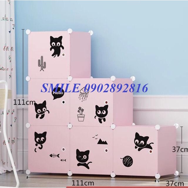 [NỘI THẤT] TỦ NHỰA LẮP GHÉP THÔNG MINH 6 Ô HÌNH BẬC THANG, ĐỰNG QUẦN ÁO ĐẸP MẮT