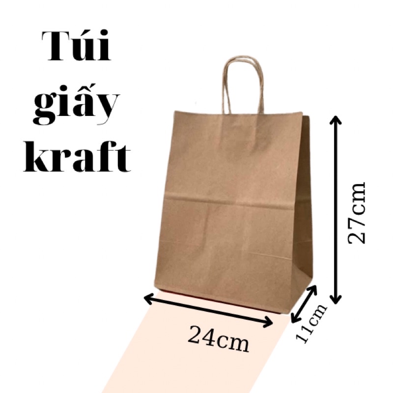 Túi Giấy Kraft Nâu Có Quai Cứng Cáp