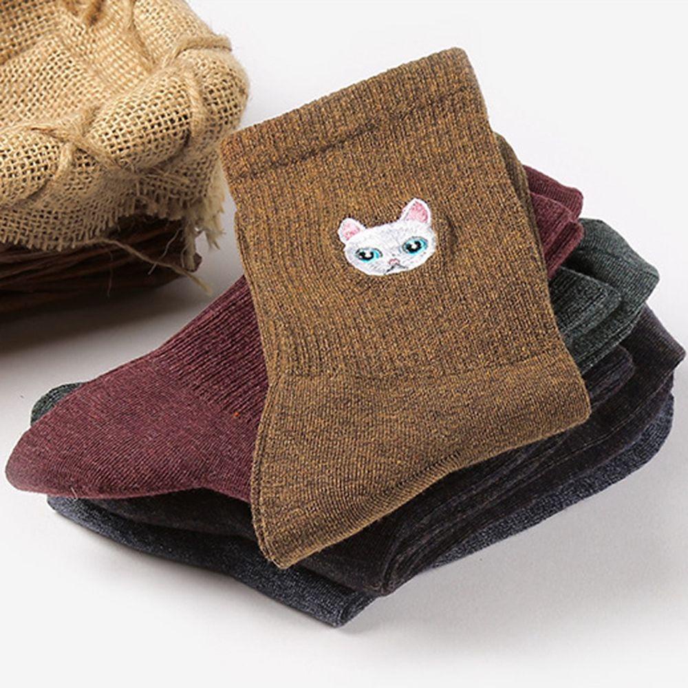 ESPO Tất Hoạ Tiết Động Vật Thêu Thiết Kế Dày Dặn Giữ Ấm Cao Cấp Thời