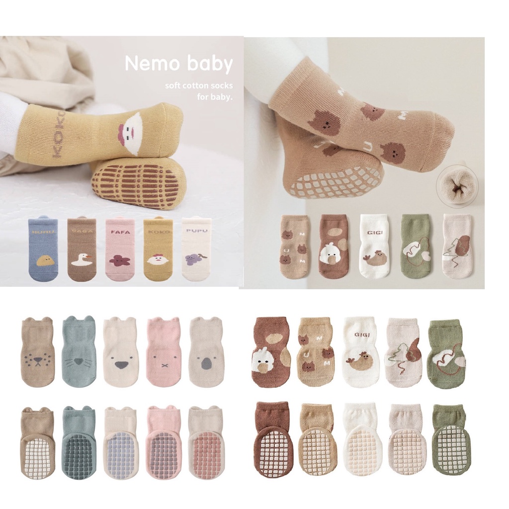 Tất vớ chống trơn bé trai bé gái - Vớ tập đi NEMO BABY nhiều hình dễ thương