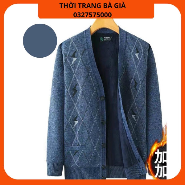 Áo khoác len nam trung niên cổ V phong cách Hàn Quốc cho ông cho bố Hàng Quảng Châu Lót Lông
