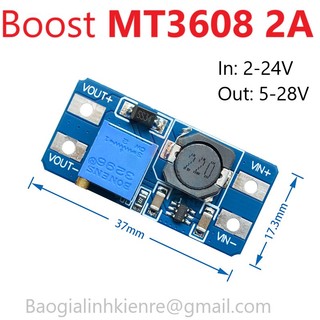 Mạch BOOST Tăng Áp DC-DC MT3608 2A Điện Áp Vào 2V-24V Cho Ra 5V-28V (Gửi đơn từ 20K)
