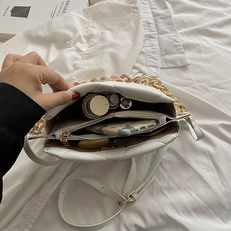 Túi Đeo Chéo Dây Xích Họa Tiết Hình Thoi Đơn Giản Thời Trang Cho Nữ