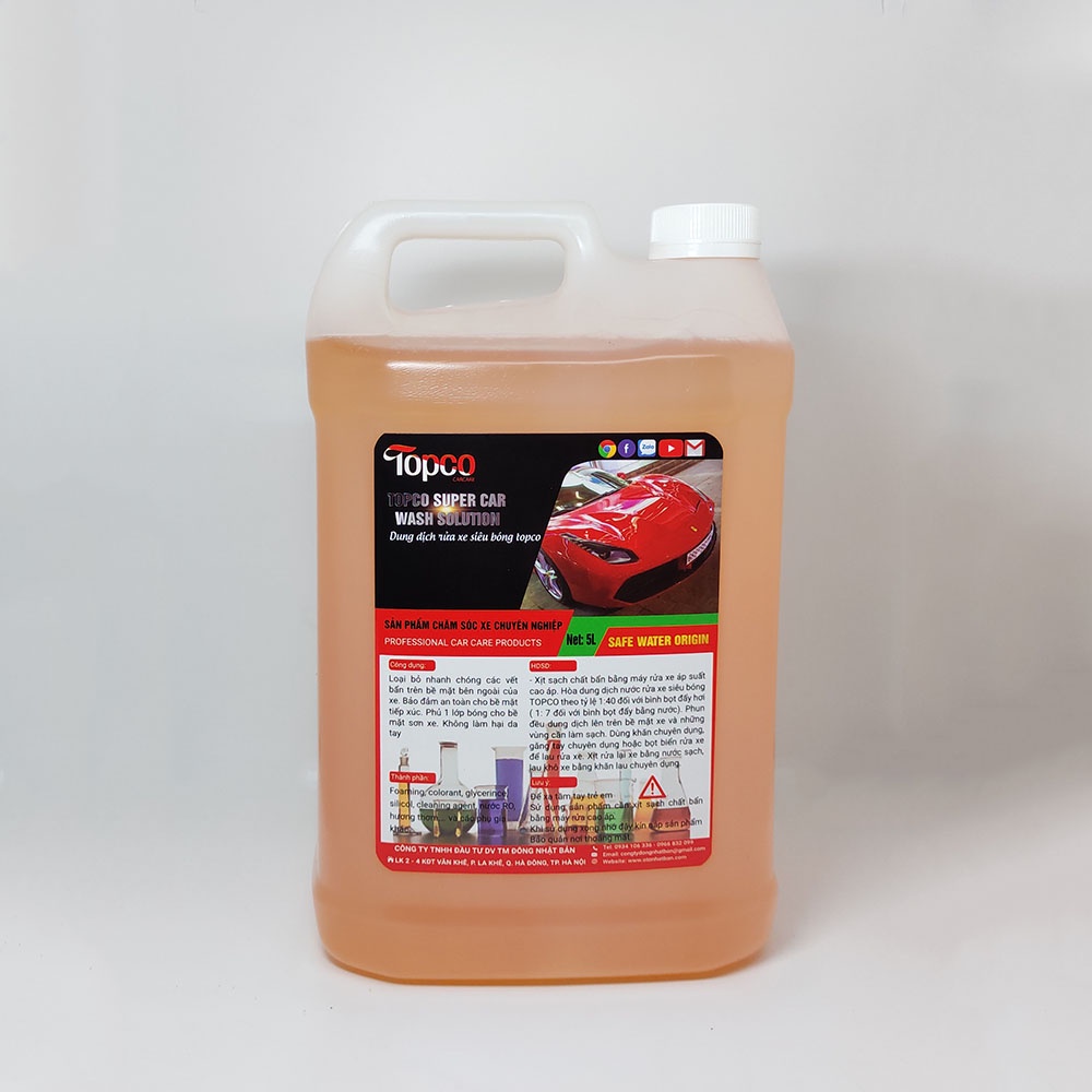 Nước rửa xe bọt tuyết siêu bóng, tạo hiệu ứng lá sen Topco chống bám nước sơn xe 5 lít ĐNB